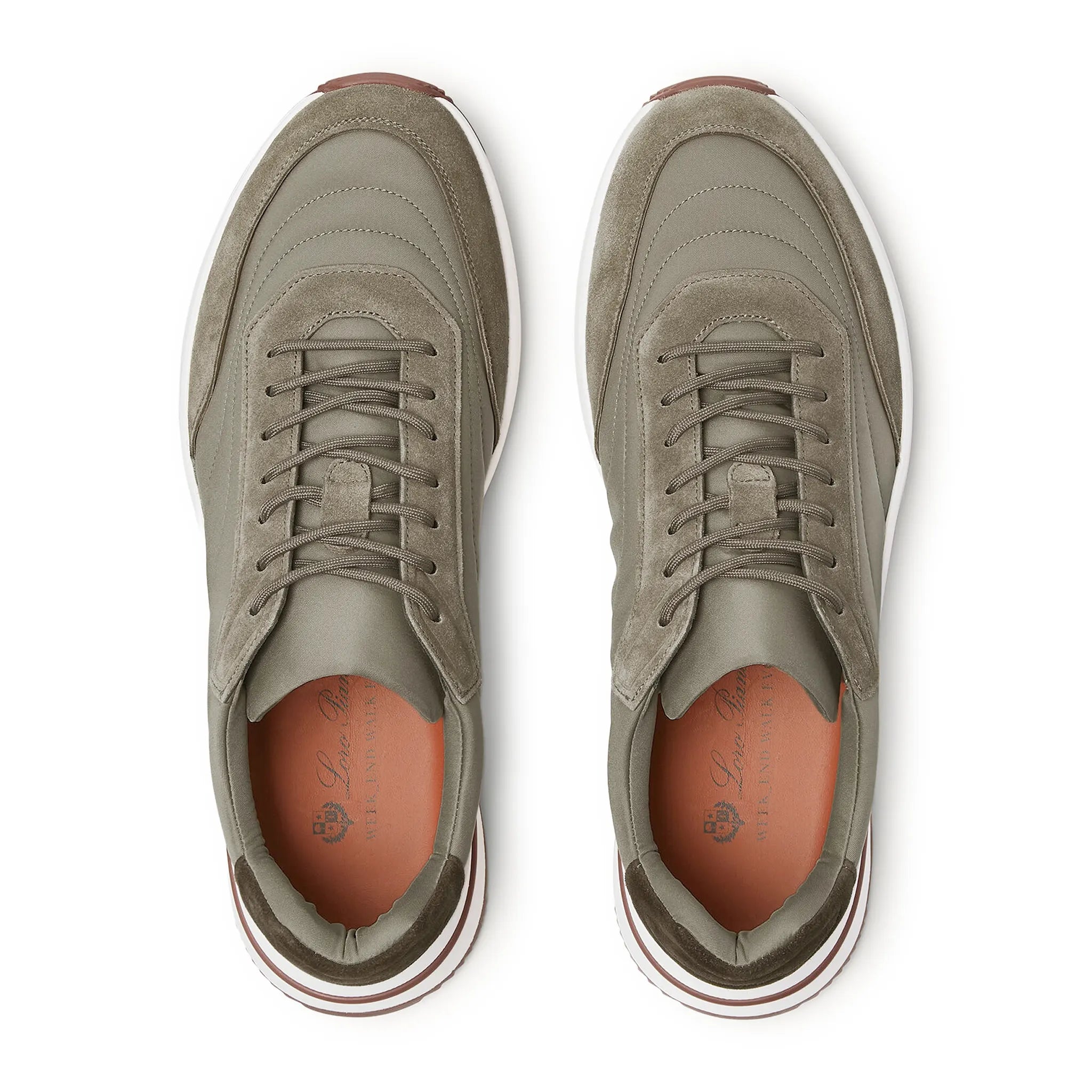 Upper View of Loro Piana Week End Walk Tobacco Sneaker FAP9780_H785